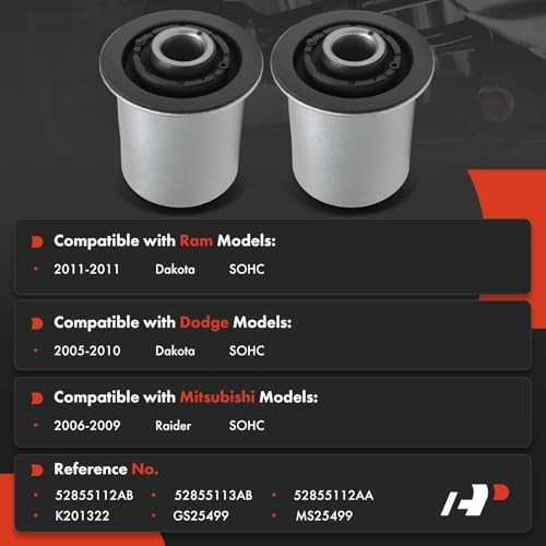 2 x Front Lower Control Arm Bushing Kit, Compatible with Ram Dakota 2011 &