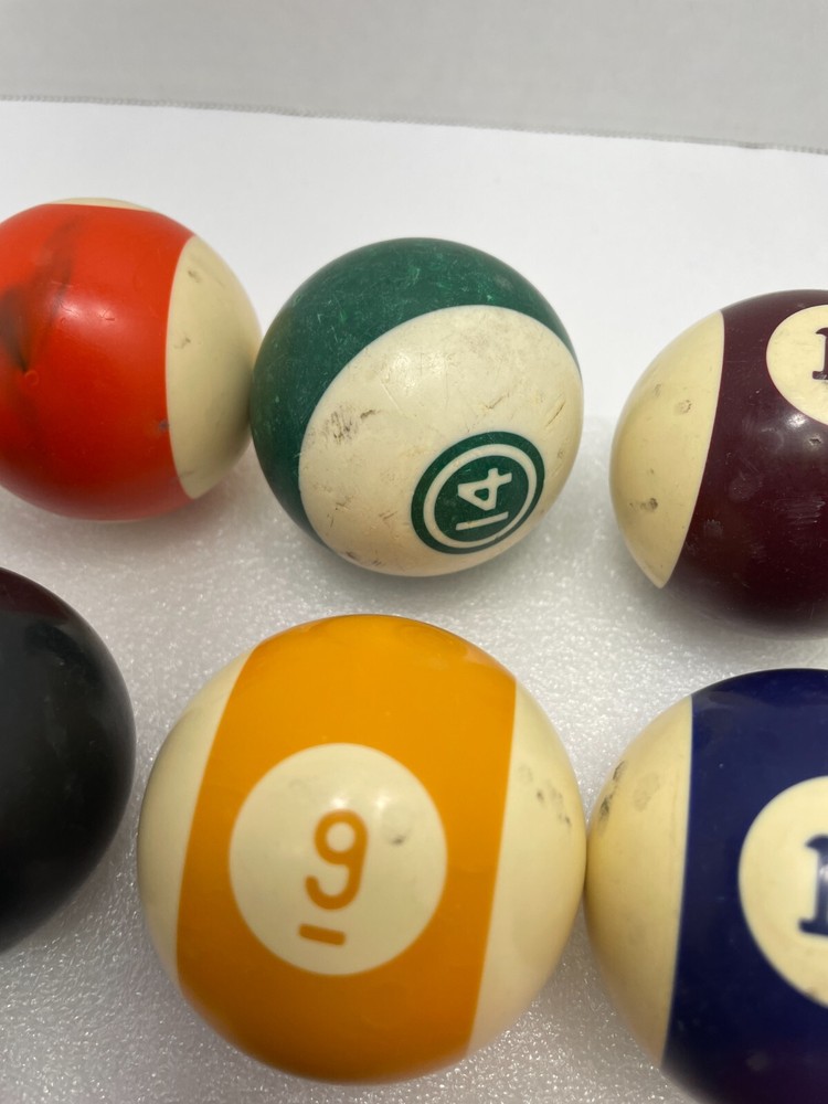 Vtg Standard Pool Table Ball Set Complete Mix Set With Two Cue Balls/Shift Knobs