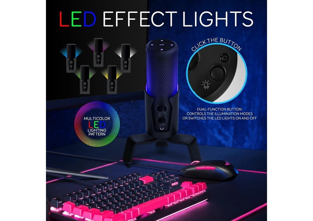 Pyle USB Computer Desktop Professional Streaming USB Microphone - 4 Modes