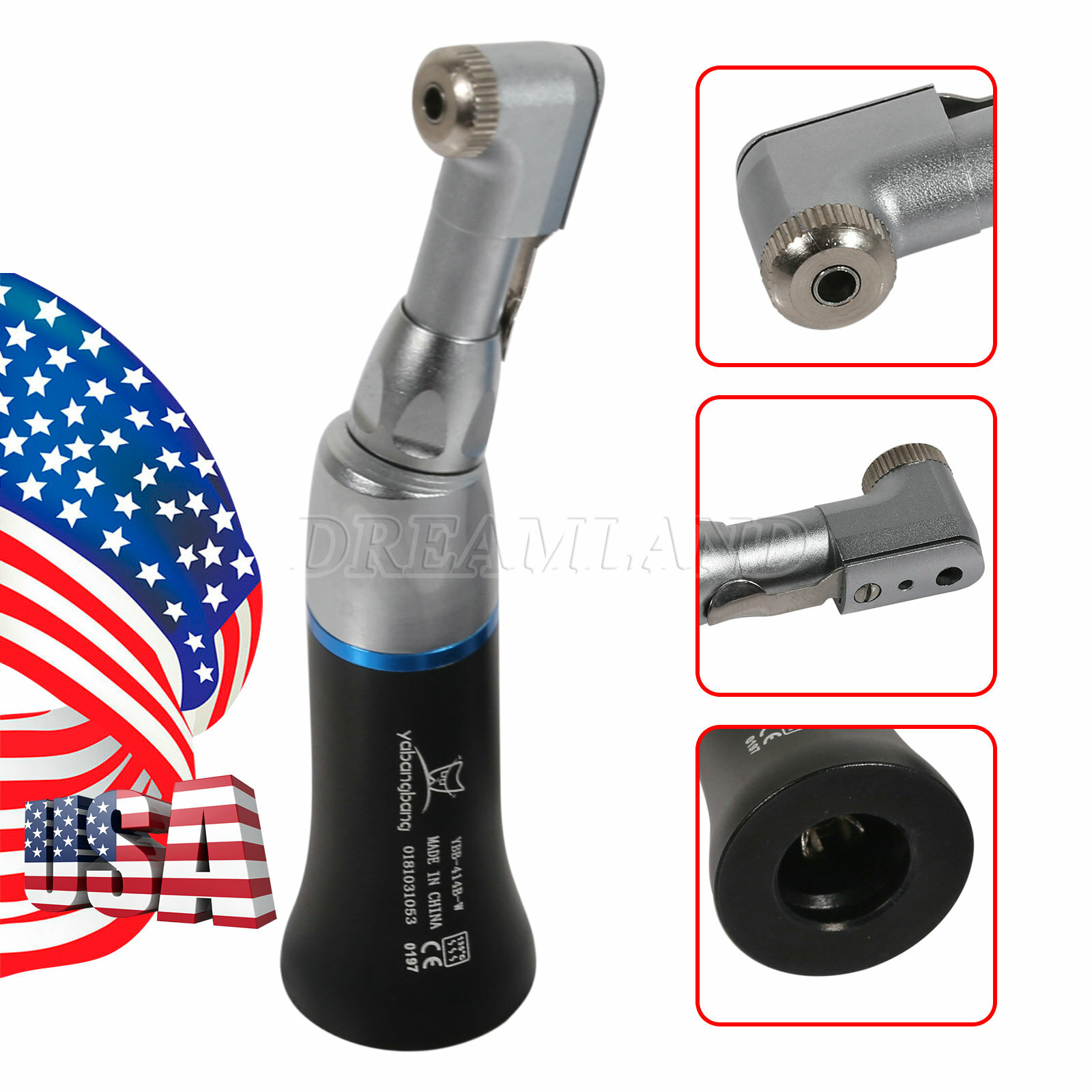 Dental Low Slow Speed Handpiece Contra Angle Air Motor 4Holes NSK Style Black