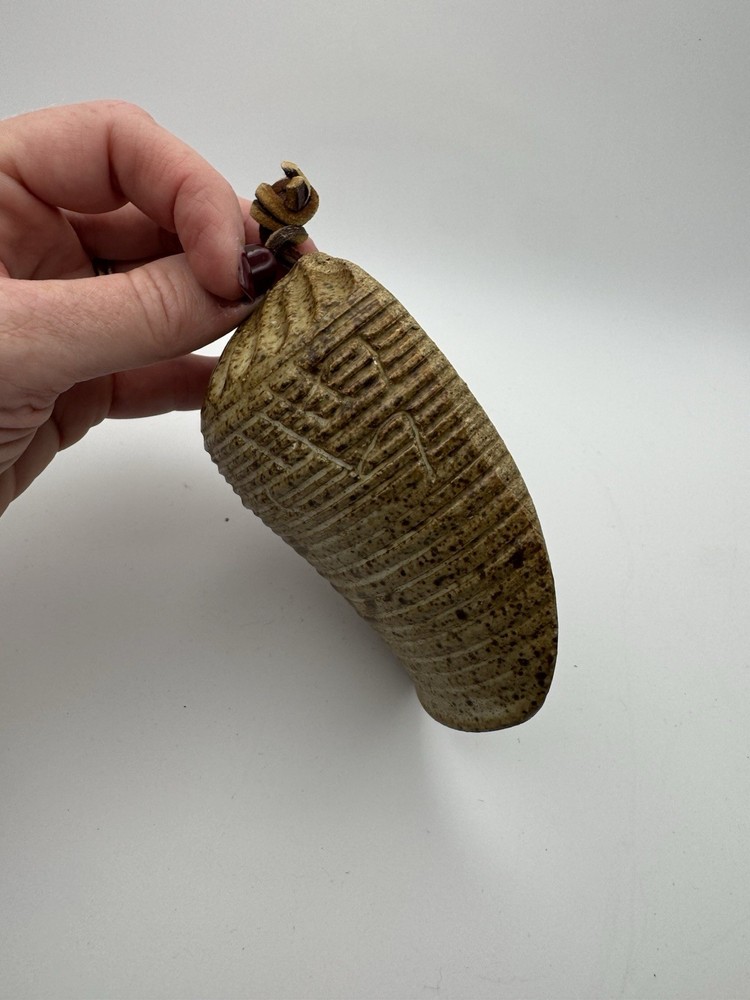 Handcrafted Ceramic Scoop With Leather Lacing