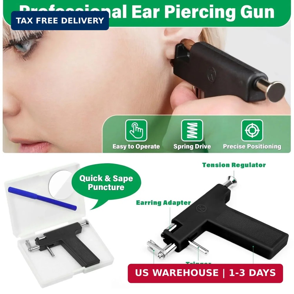 Professional Ear Piercing Gun Kit Reusable Tool Stainless Stud Set