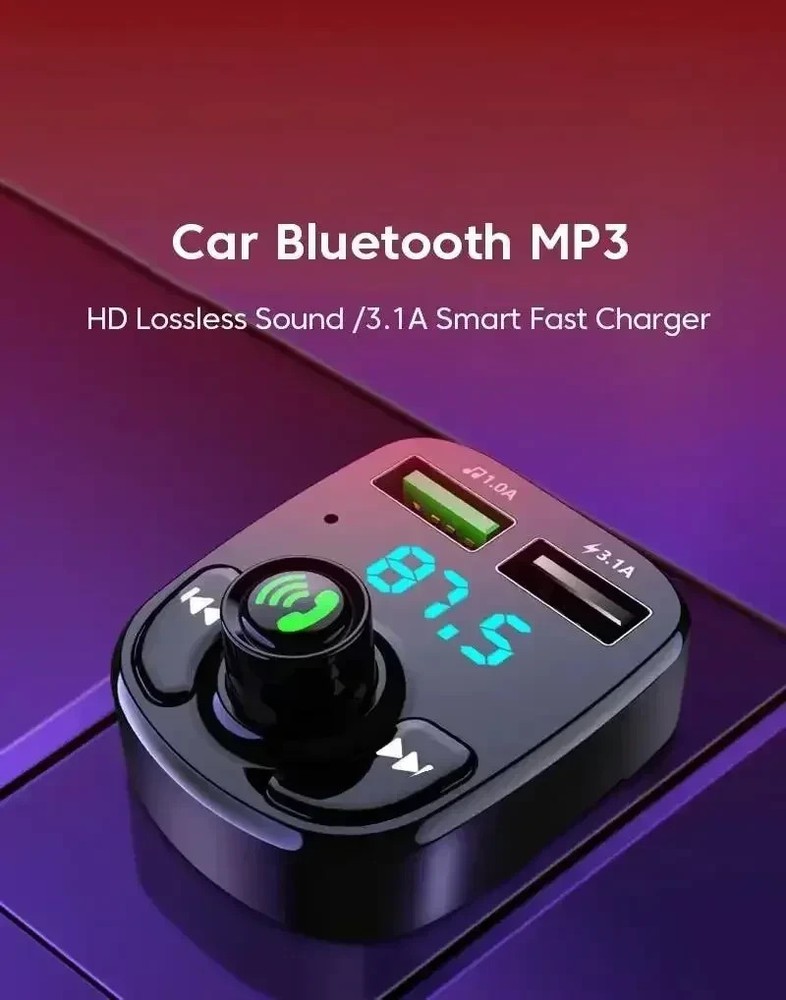 Bluetooth FM Transmitter Car Kit – Wireless Radio Adapter, MP3 Player, Dual USB