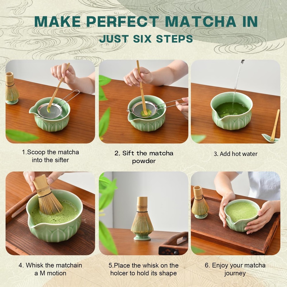 ZentButCool Matcha Set Includes Ceramic Bowl, regular, Off - White
