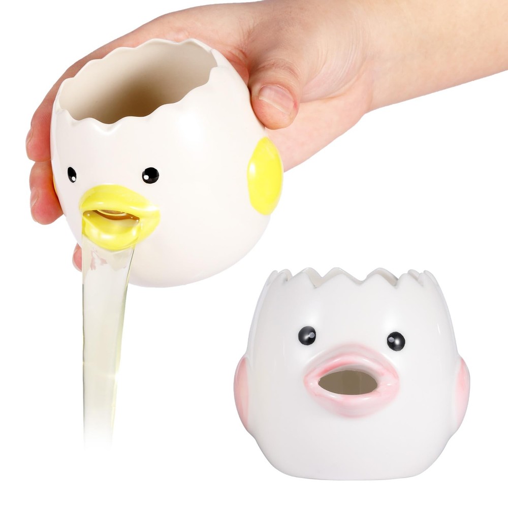 2 Pack Cute Egg Separator, Ceramics Vomiting Chicken Egg Yolk Egg White Separ...