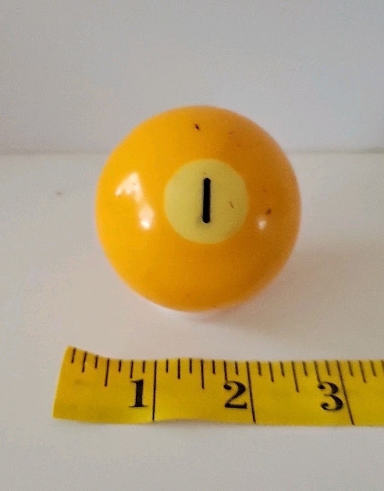 Vintage No. 1 Solid Yellow Pool Ball Billiard 2" Replacement (Q)