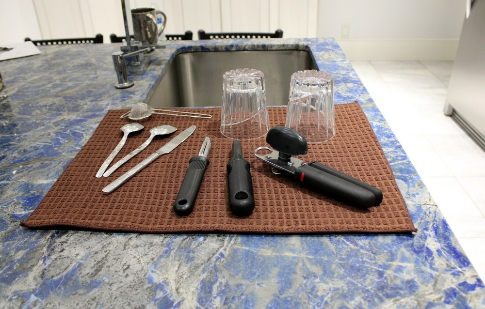 2 Pack Microfiber Dish Drying Mat Pad Kitchen Counter Reversible Super Absorbent