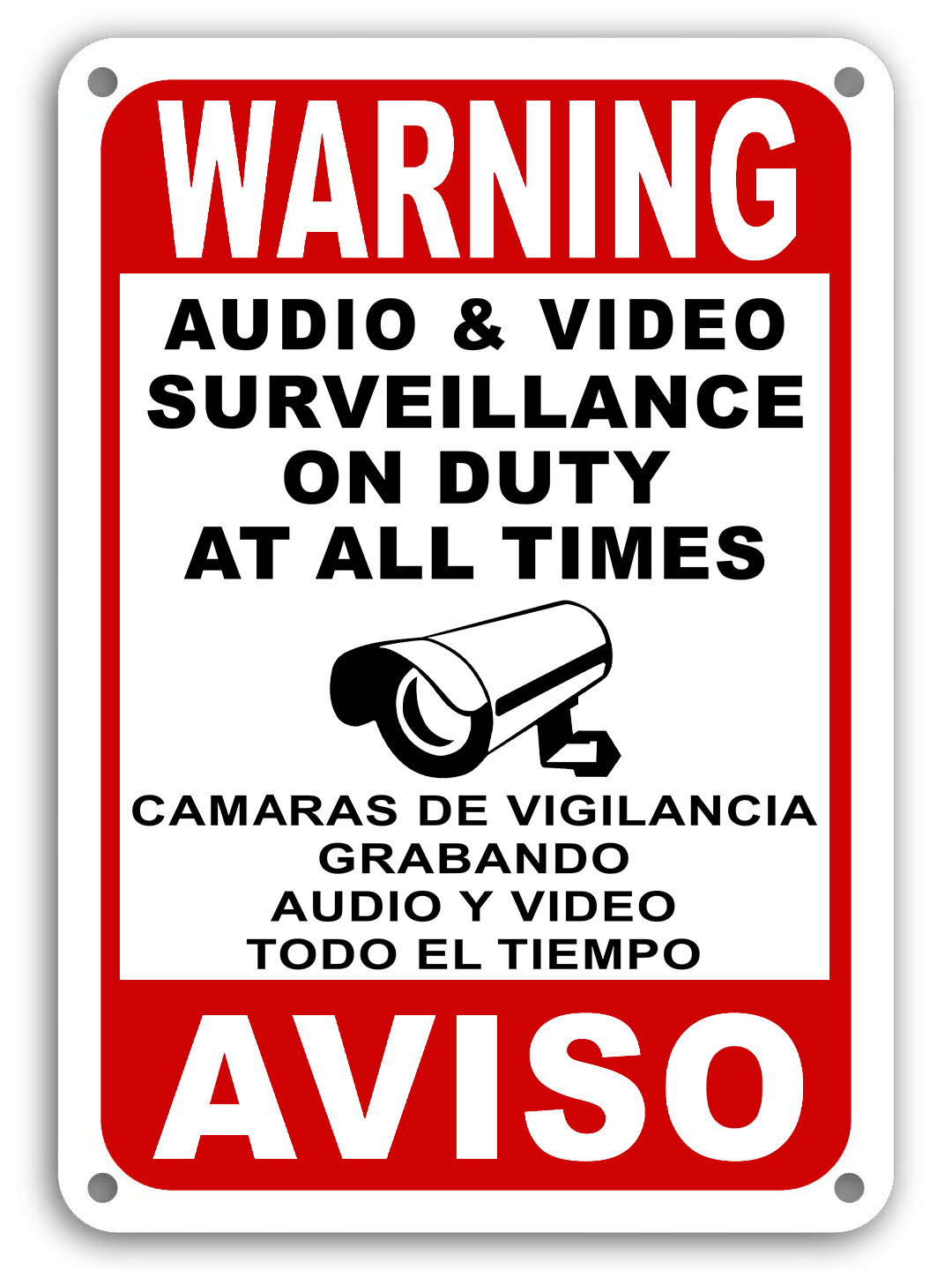 Surveillance signs Warning Security cctv sign Audio Video Camera Spanish English