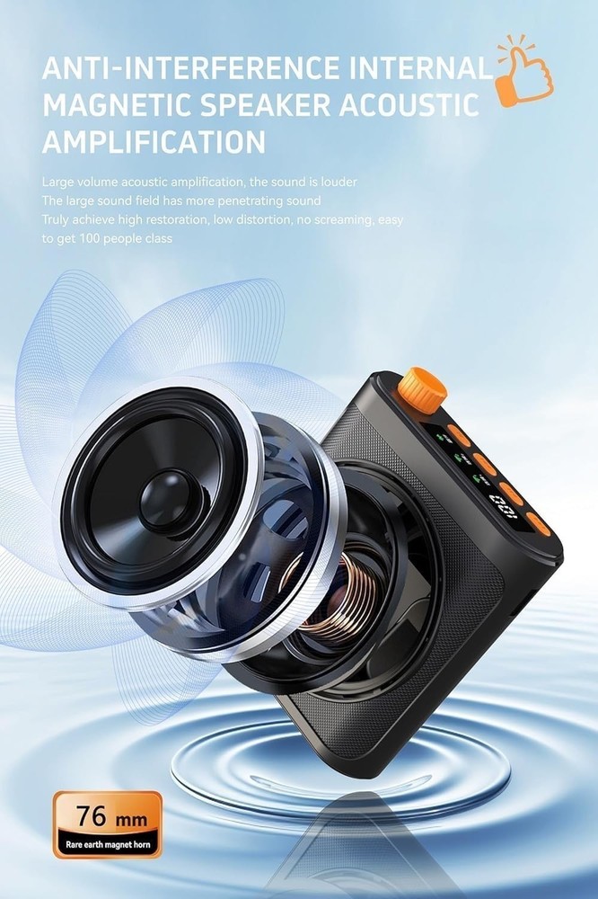 Wireless Voice Amplifier with Wireless Lavalier Microphone,Portable Speaker