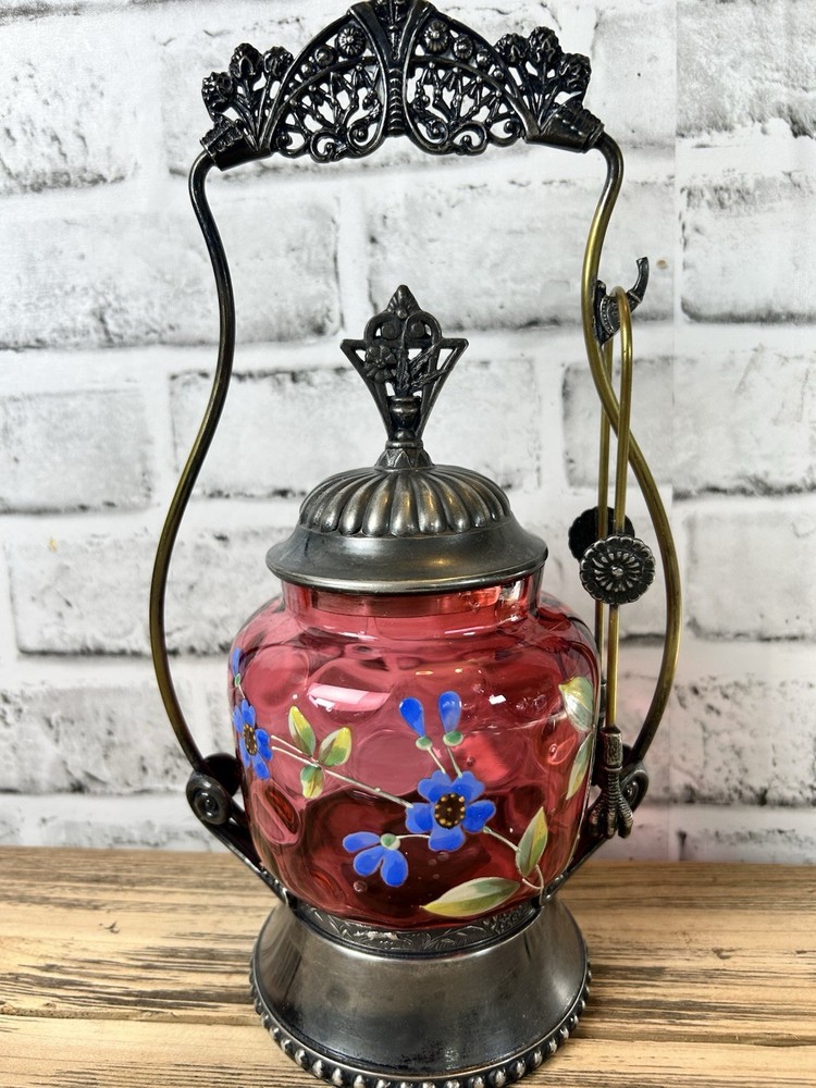 Antique Victorian Hand Painted Victorian Pickle Castor