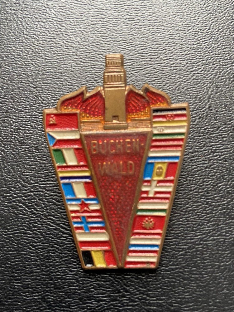 Original ENAMELED BUCHENWALD HOLOCAUST surviver pin