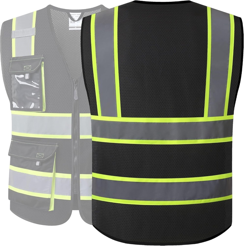 Hi Vis Safety Vest Mesh Black Size L