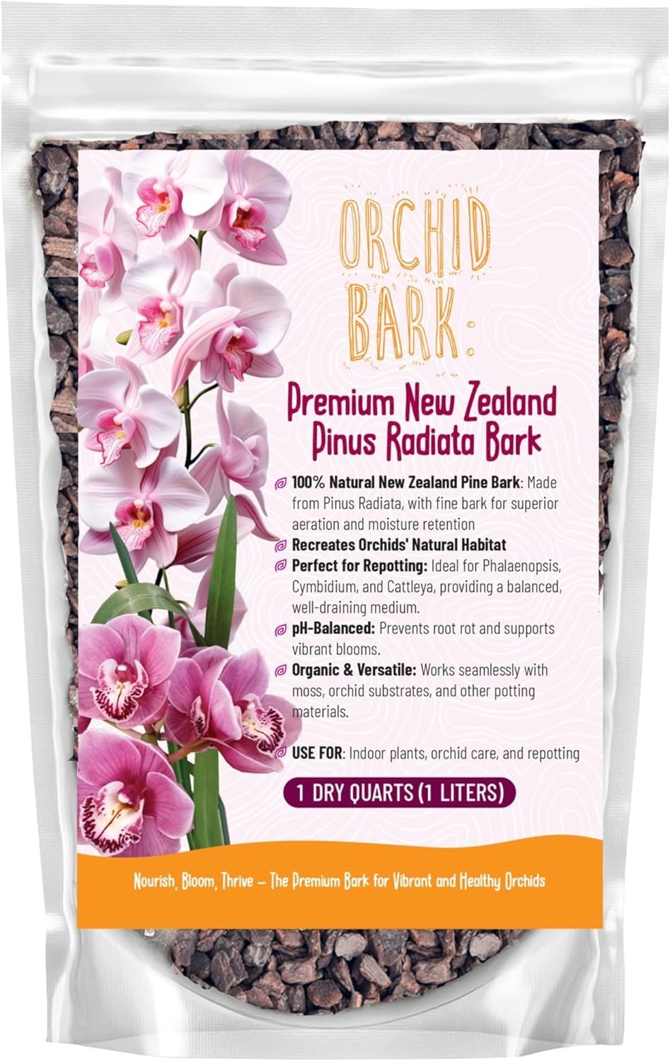 Premium Orchid Bark 100% New Zealand Pine – Fast Drain, Root Rot Safe, Healthy🪴