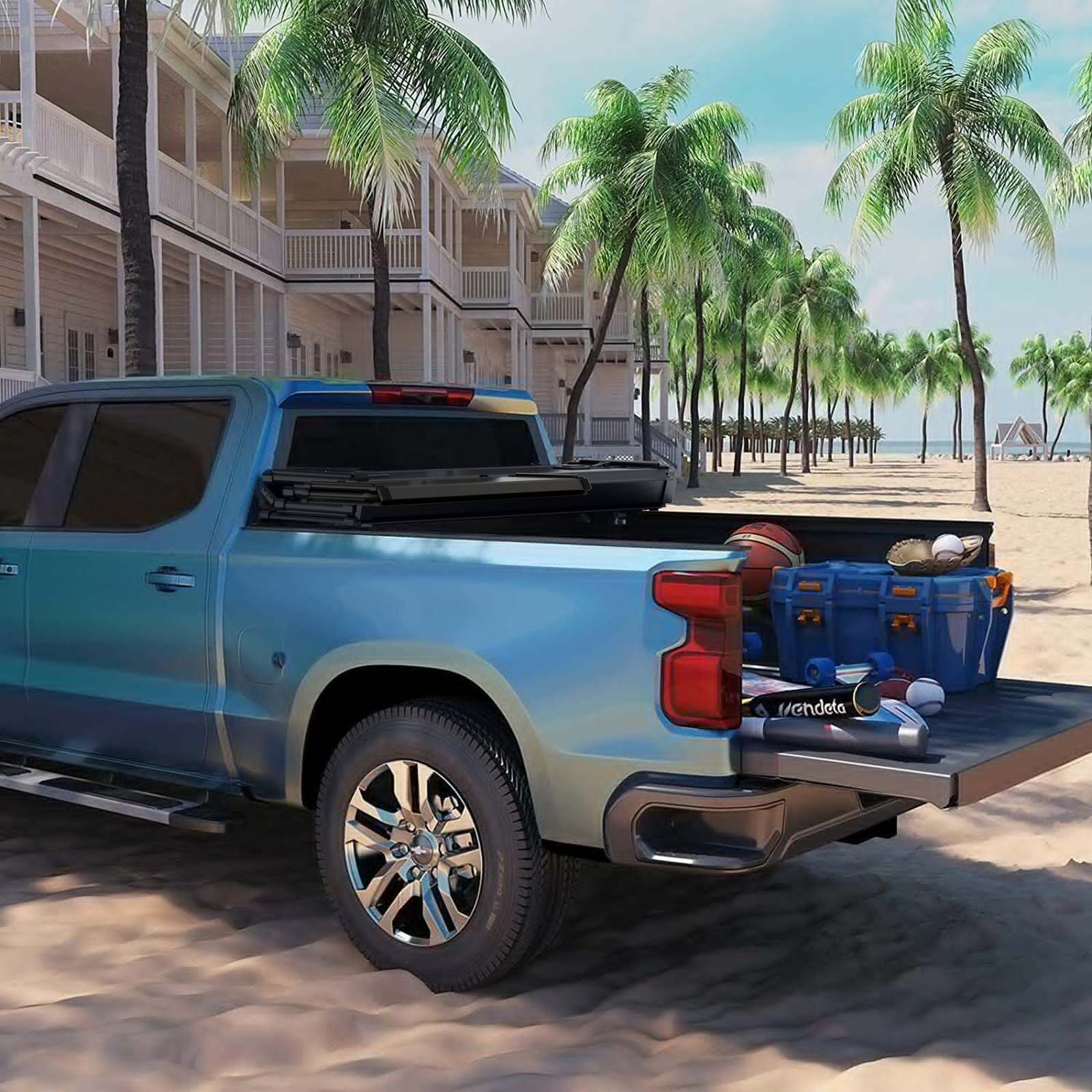 5FT Hard Tonneau Cover For 2019-2025 Ford Ranger Truck Bed Tri-Fold W/LED