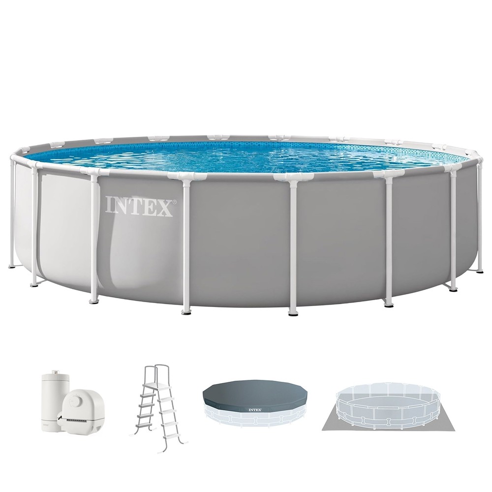 INTEX Prism Frame 18ft x 48in Premium Above Ground Pool Set with Filter Pump