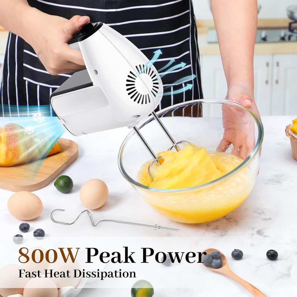 5-Speed Handheld Mixer for Baking & Cooking - White