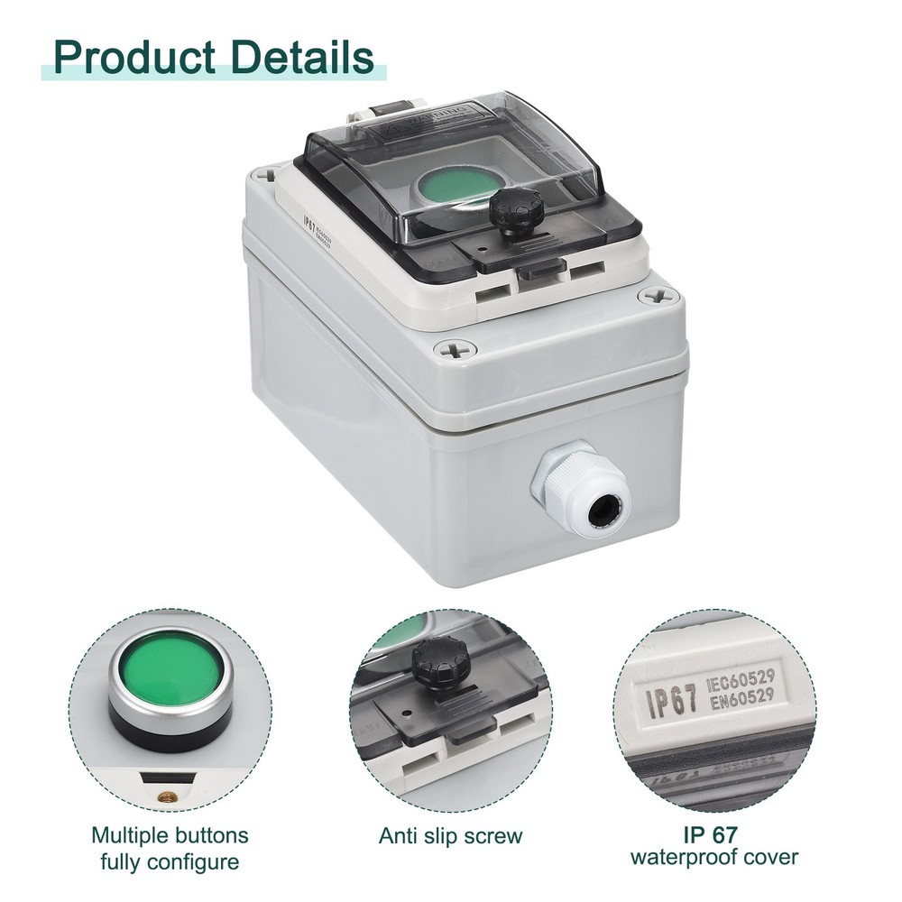 IP67 Push Button Box ABS Green Button for Electrical Fire Equipment