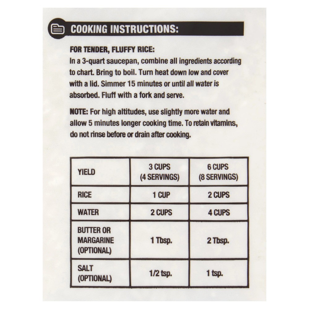 Long Grain Enriched Rice 20lb Bulk Bag for Cooking