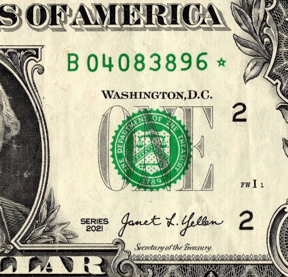 2021 B Star Note One Dollar Bill Regular Run Pack Note