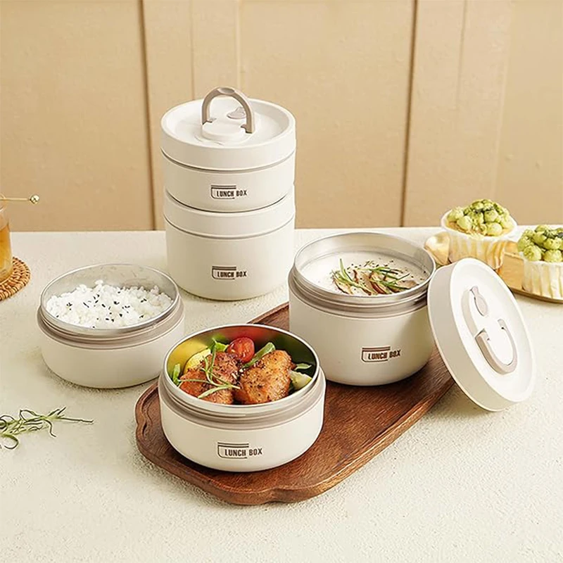 Portable Insulated Lunch Container Set - Stackable Thermal Boxes for Adults & Ki
