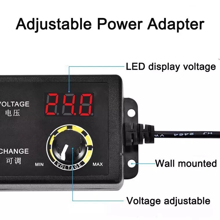 3V - 36V 1.7A 60W Adjustable DC Power Supply Adapter Control Volt LED Display US