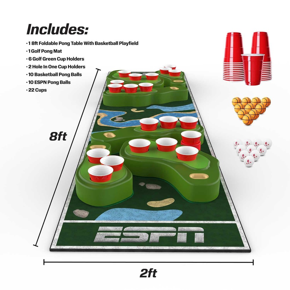 ESPN LED Pong Table Combo - Party Table w/ LED Lights, Competitive Games