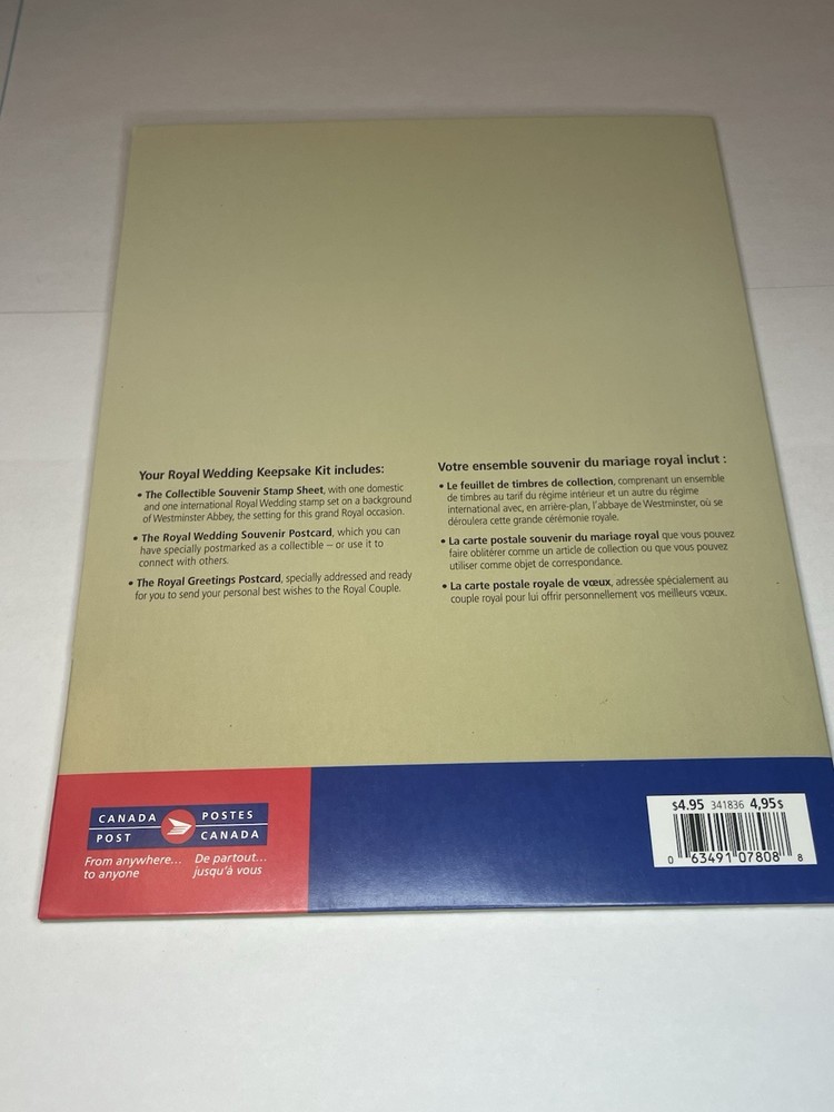 2011 Canada Post - Kate Middleton & William - ROYAL WEDDING - KEEPSAKE KIT -
