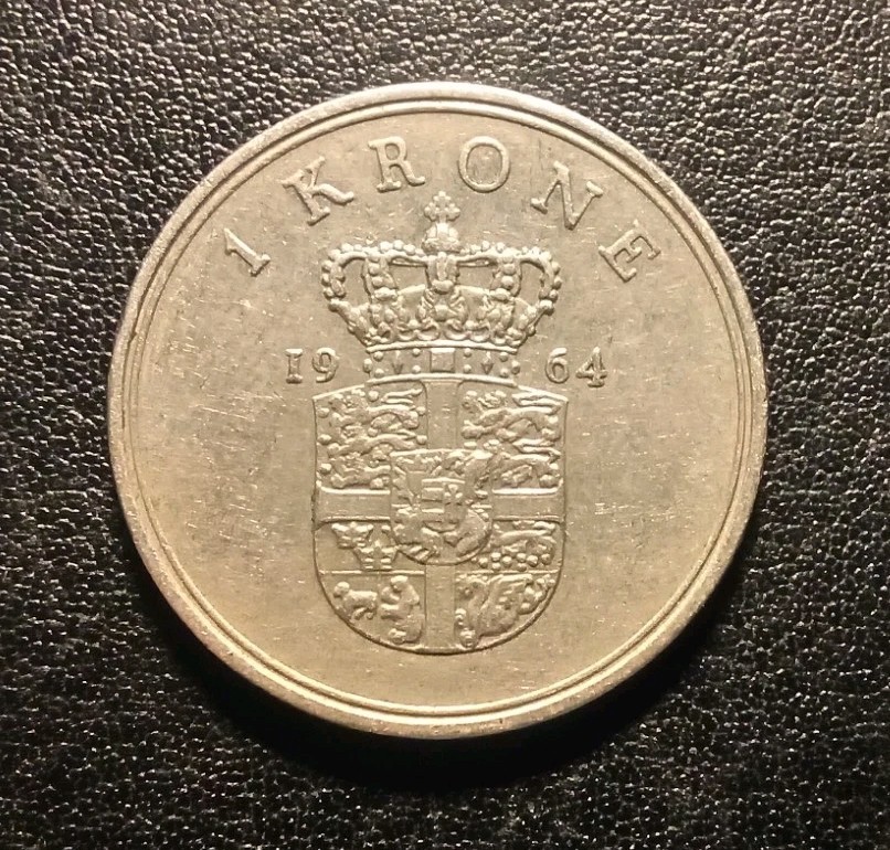 1964 Denmark One Krone Coin