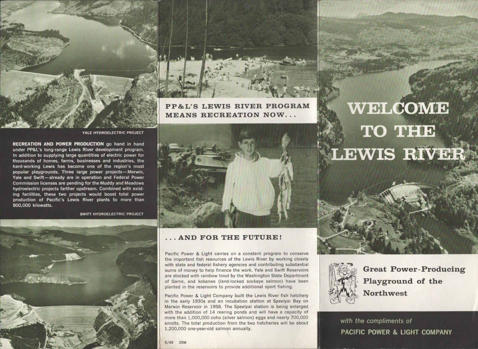 1969 PACIFIC POWER & LIGHT COMPANY vtg Lewis River Dam brochure REDDY KILOWATT