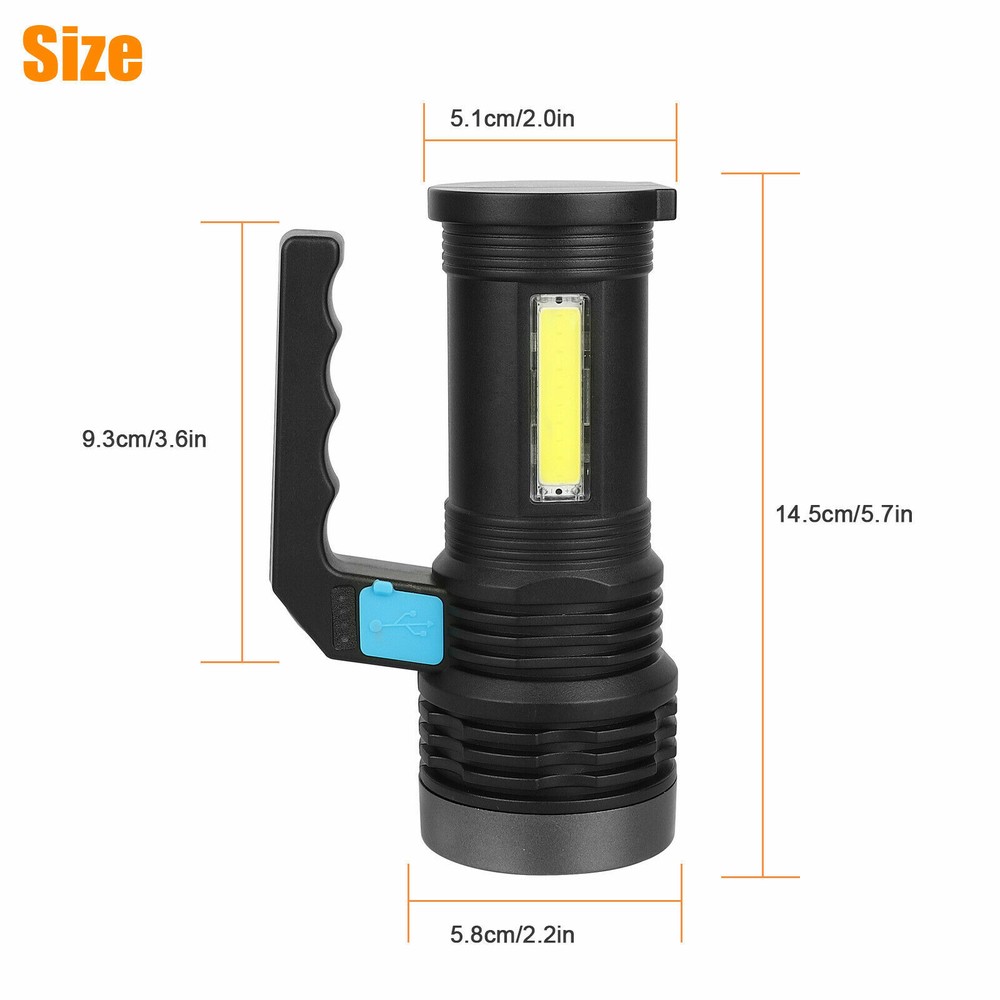 Super Bright Rechargeable LED Handheld Flashlight Portable Spotlight Searchlight