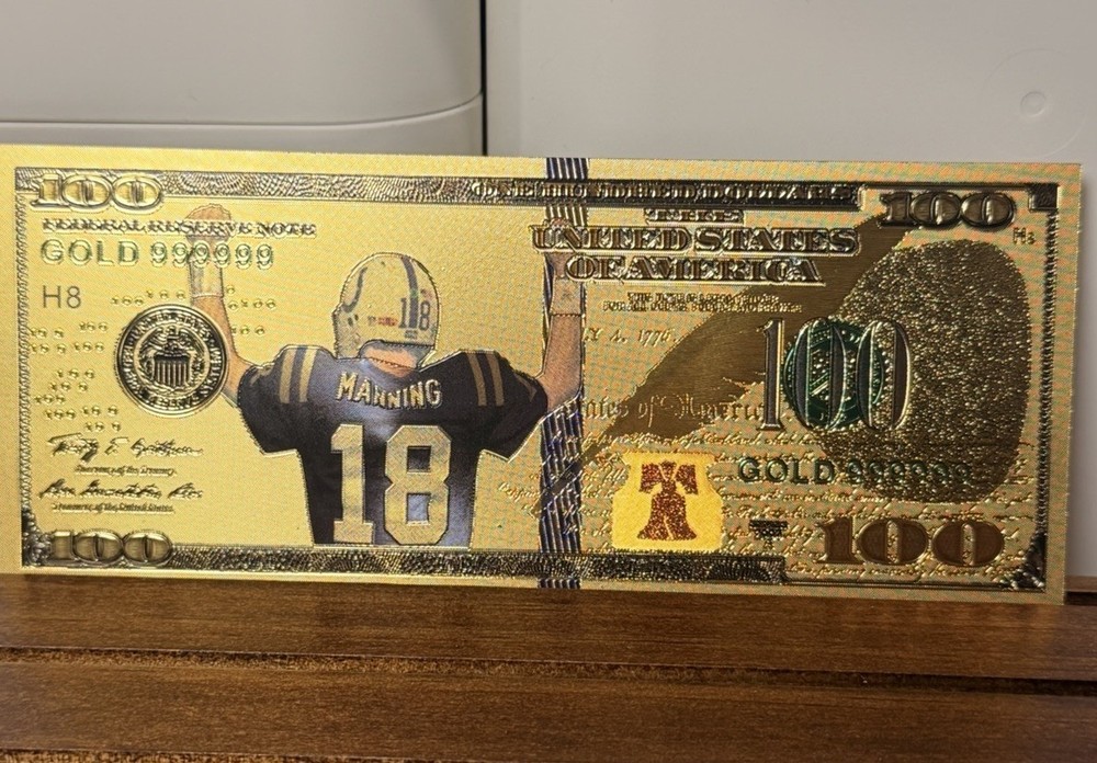 24k Gold Foil Note Featuring Peyton Manning