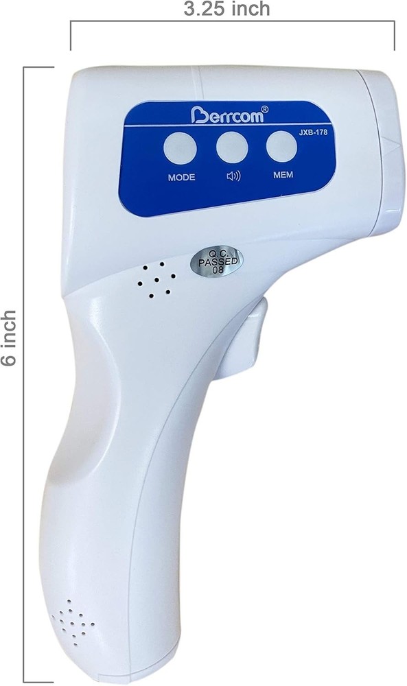 Digital Infrared Forehead Thermometer - Memory Recall Function, Compact and Red