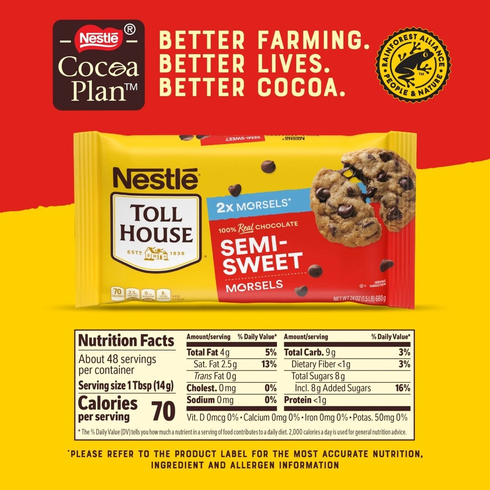 Semi Sweet Chocolate Regular Baking Chips, 24 oz Bag