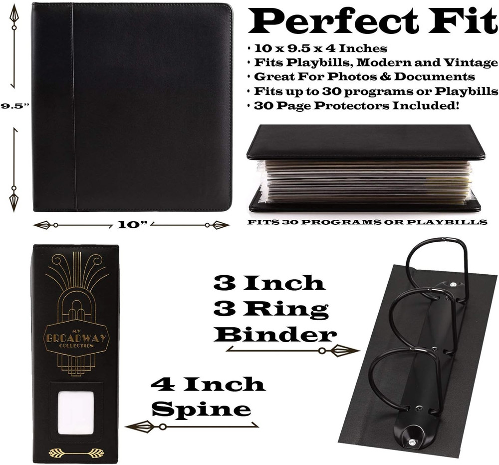 2Fold Binder for Holding Broadway Play Program and Theater Programs with 30 Cust