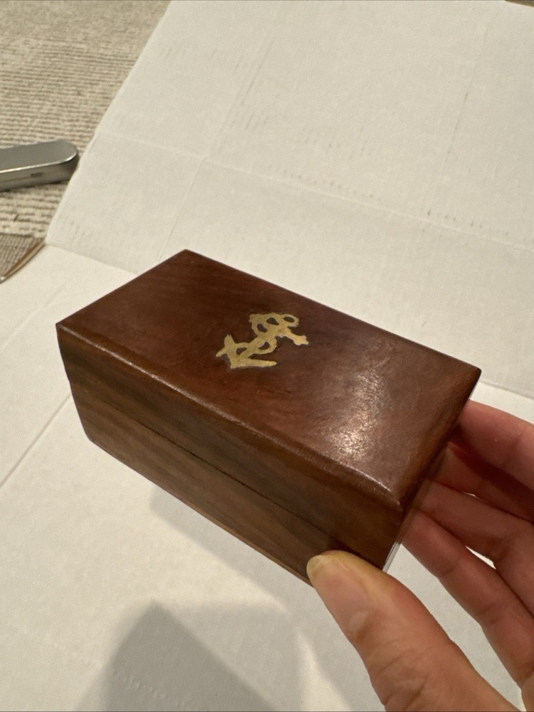 Wood Nautical Anchor Rectangular Box, Brown, Decorative
