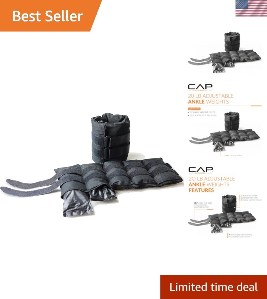 Adjustable Ankle Weights |10-20lb Pair | Black