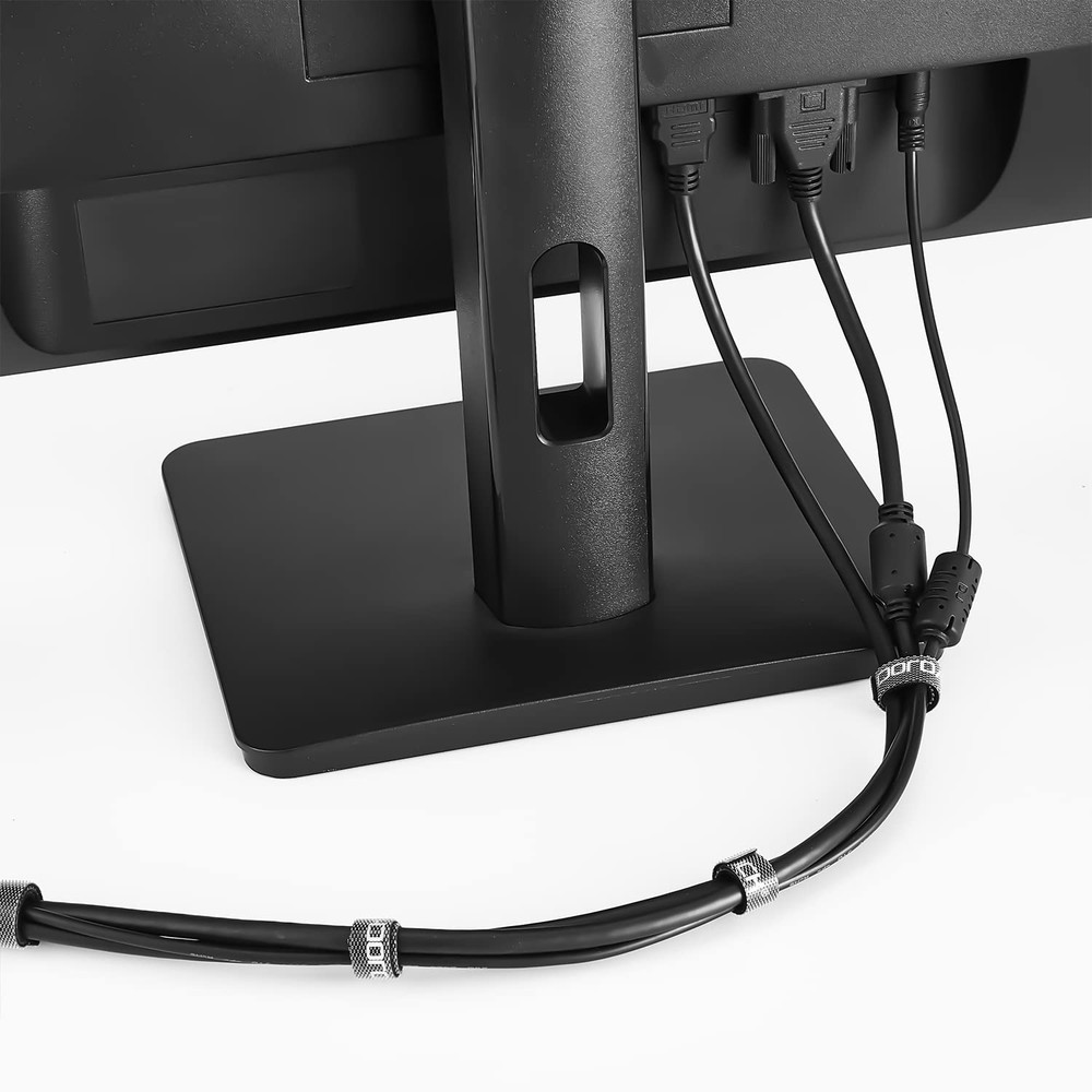 Reusable Hook Loop Cable Ties 0.4in x 16ft - Cable Management Black