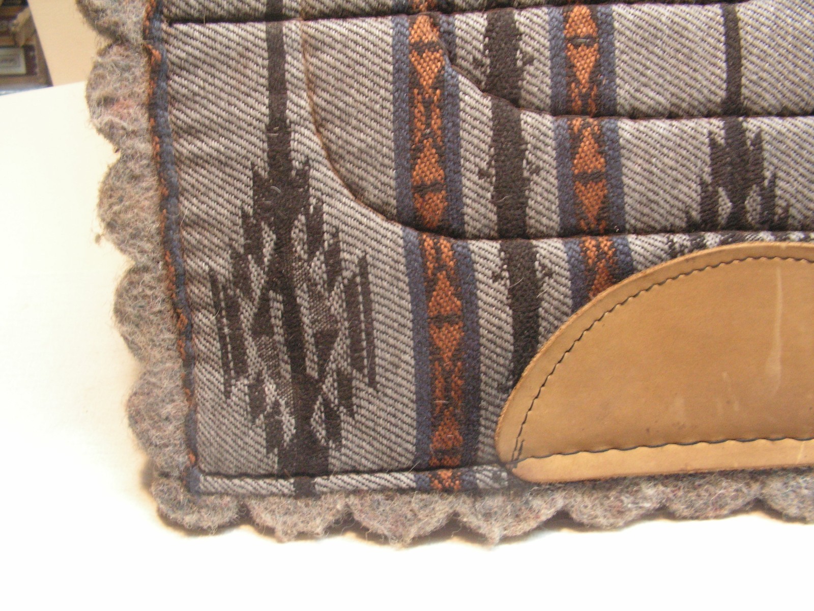 Vintage Saddle Pad Blanket Small Pony Southwestern 16 1/2" x 16" X 7/8" Leather