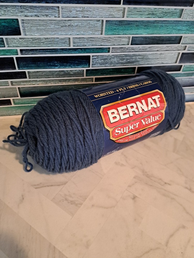 Bernat Super Value 8 oz 4 Ply Solid Yarn-Medium Navy 164053- 7704