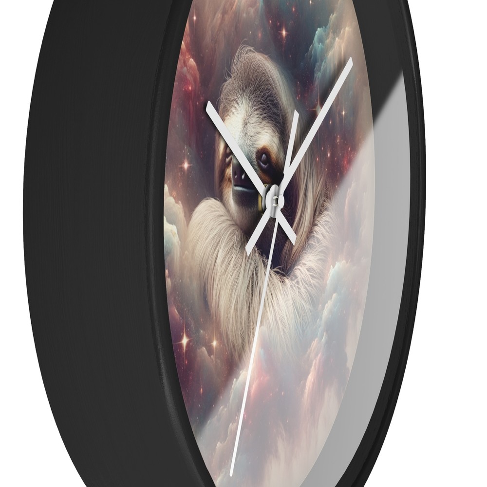 Home Decor Wall Clock Mystical Sloth in Nebula Veil