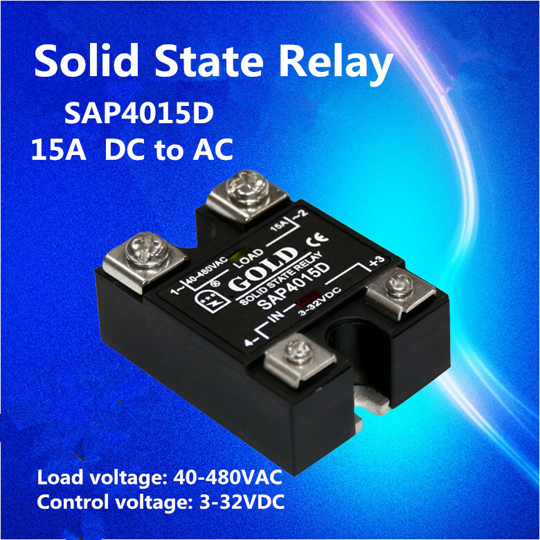 1pcs SSR Single-phase Solid State Relay SAP4015D 15A DC Control AC