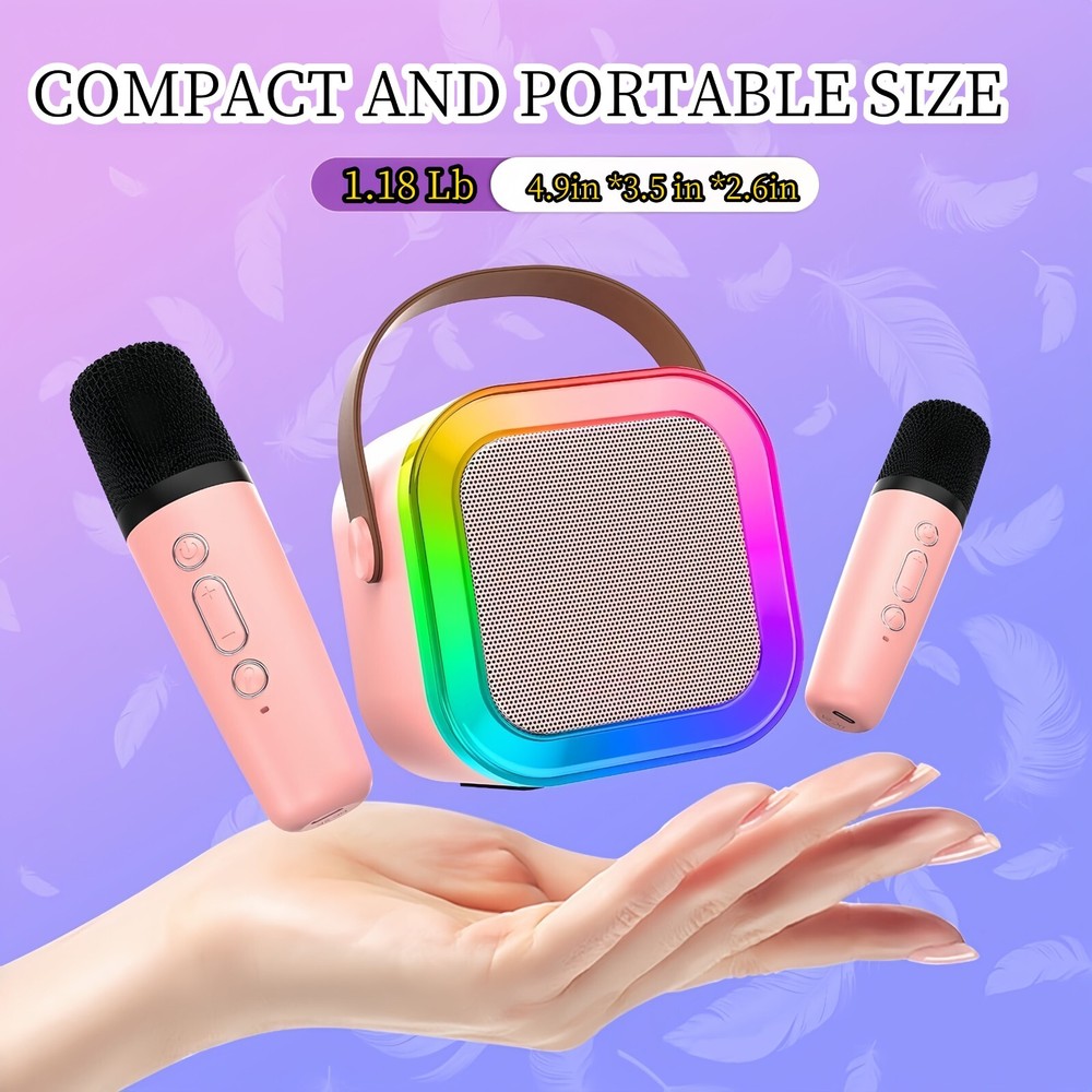 Portable Bluetooth Speaker Karaoke Machine System +Microphone Party Light /Strap