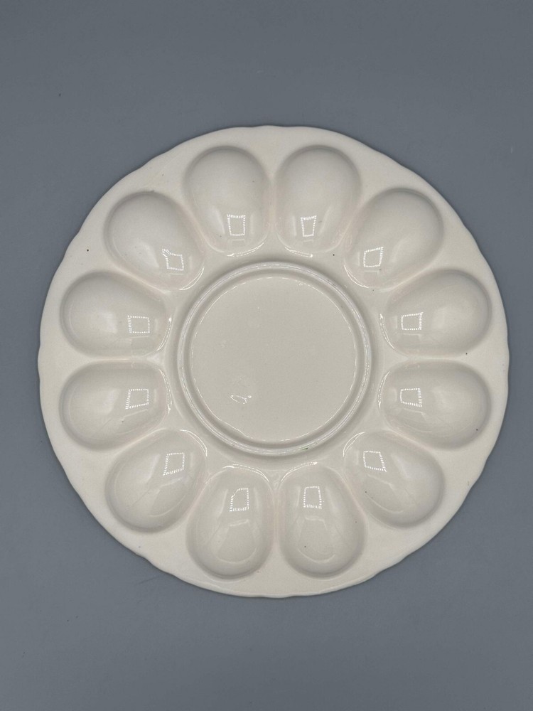 Vintage Chicken Deviled Egg Tray Yellow White Handpainted Japan