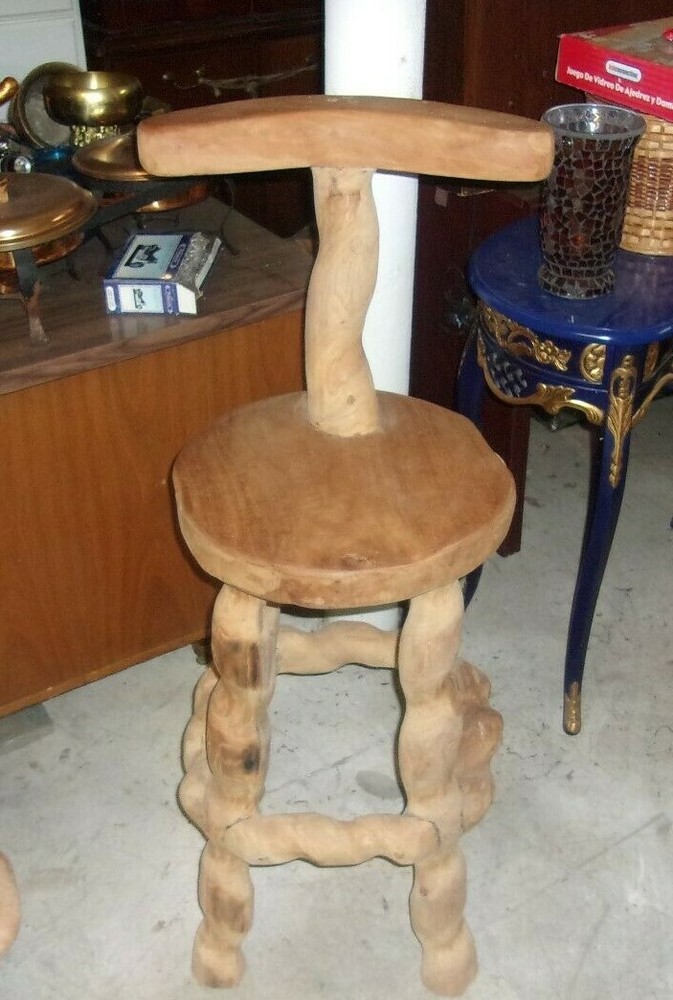 VINTAGE Primitive TEAK STUMP ROOT WOOD STOOL