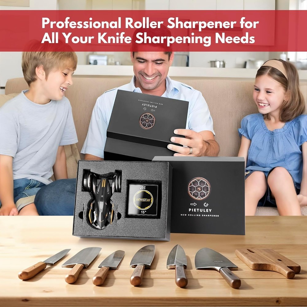 Versatile Rolling Knife Sharpener with Replaceable Diamond Discs for All Knives
