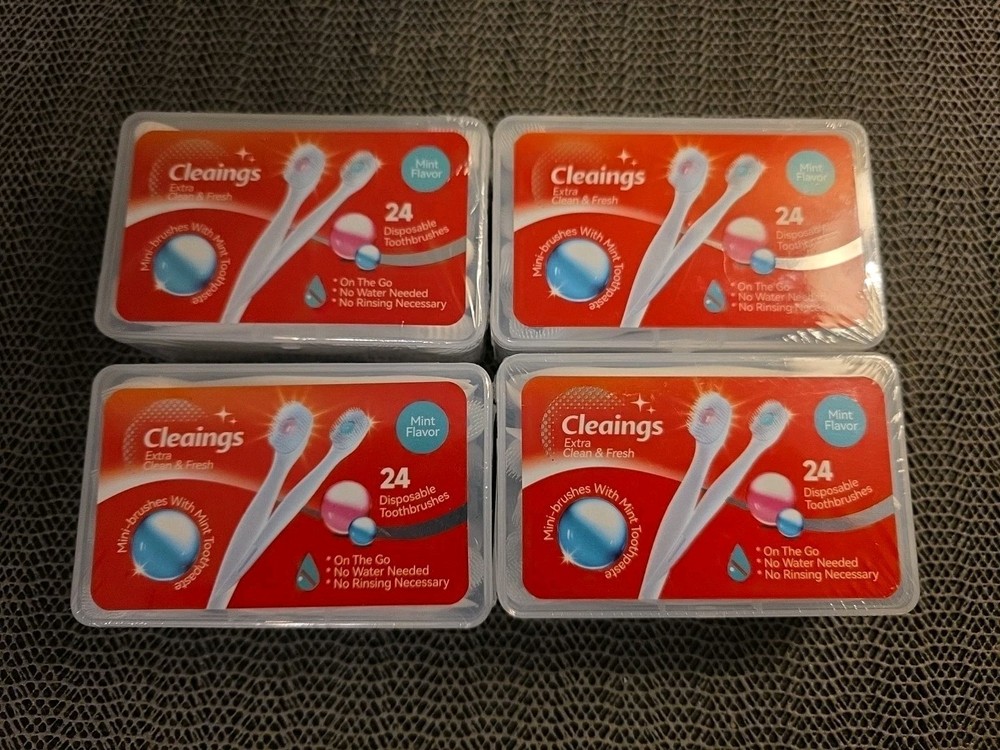 Cleaings Disposable Toothbrushes, 4 Pack, 24 In Each Pack, 96 Total