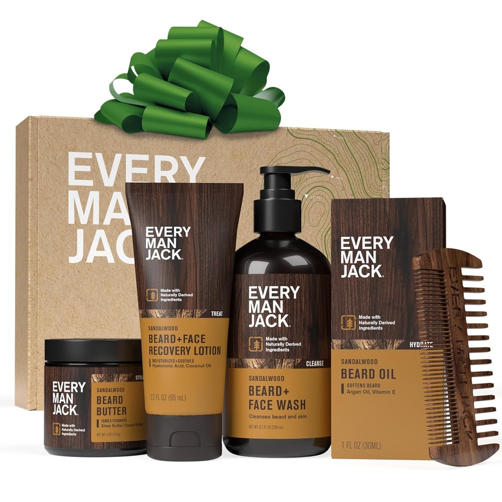 Every Man Jack Beard Essentials Gift Set for Men – Complete Routine with 5