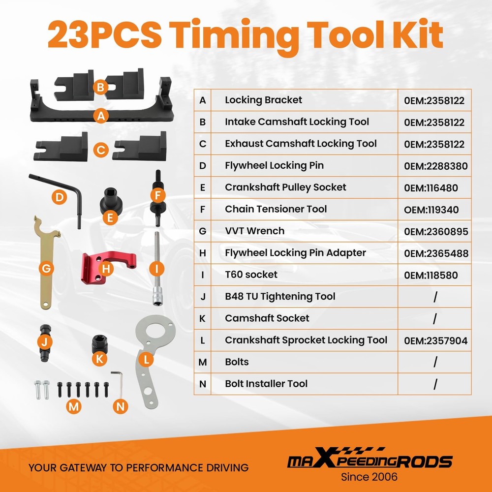 maXpeedingrods Engine Camshaft Alignment Timing Tool Kit for BMW Mini 23 PCS