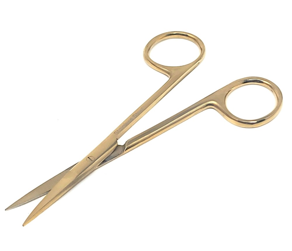 4.5" Micro IRIS Scissors Straight Pointed Tips Dental Veterinary Gold Shears