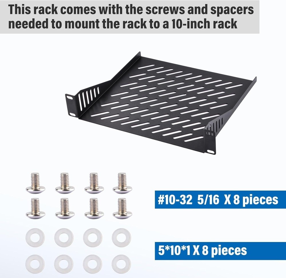 Dual 1U Vented Cantilever Tray for 10" Server Racks - Efficient Airflow Solution